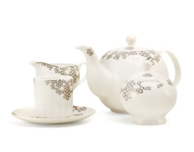 Silver and Gold Bloom Bone China Tea Set